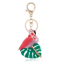 Acrylique Key Chain avec un fermoir en fermère de la mode résine de la mode Flamingo